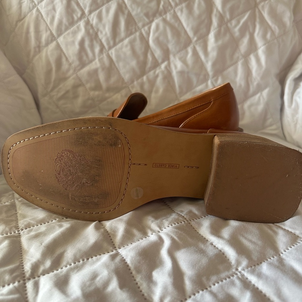 Vince Camuto Women's Tan Leather Penny Loafers - Picture 4 of 4